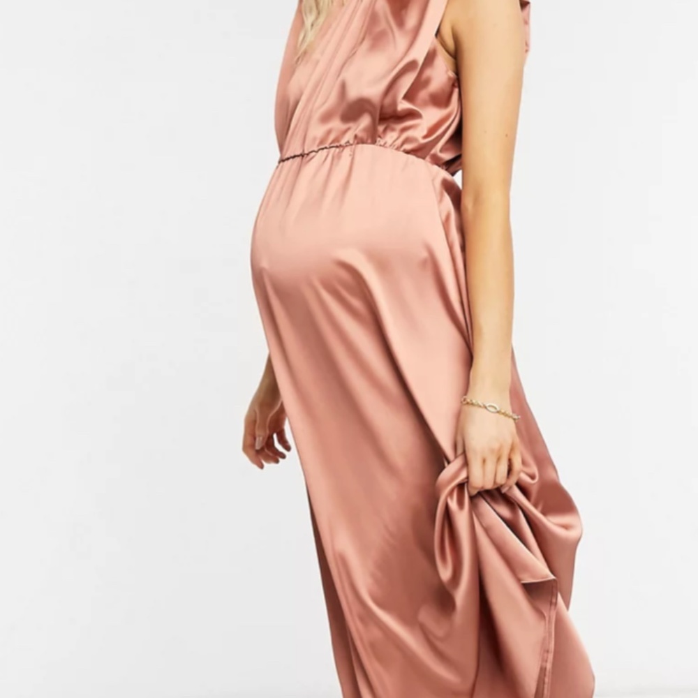 ASOS DESIGN Maternity satin midi skater dress in blush